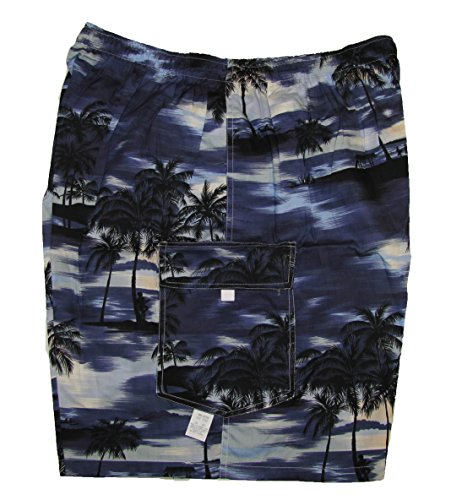 Night Time Surf Men's Hawaiian Elastic Waist Flap Pocket Cargo Shorts